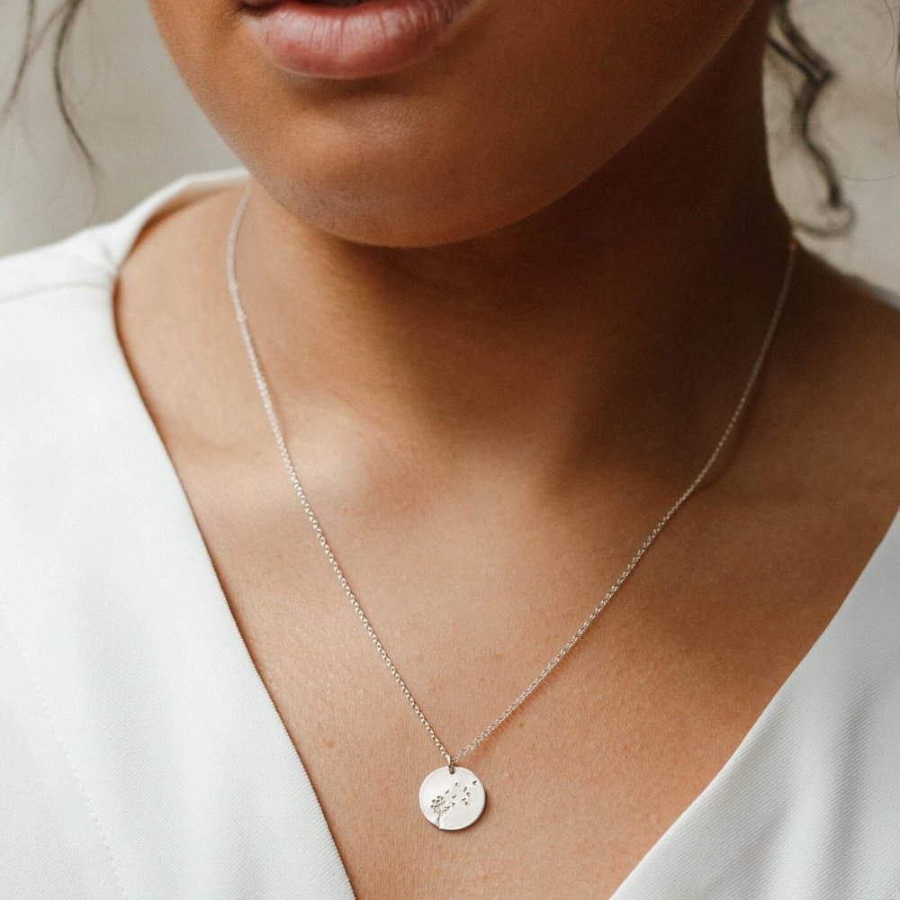Dandelion Wish Minimal Boho Flora Charm Necklace - Picture 2 of 15